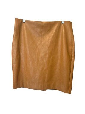 Women's J. Crew Faux Leather Pencil Skirt Brown Glazed Pecan Size 16 NWT Lined
